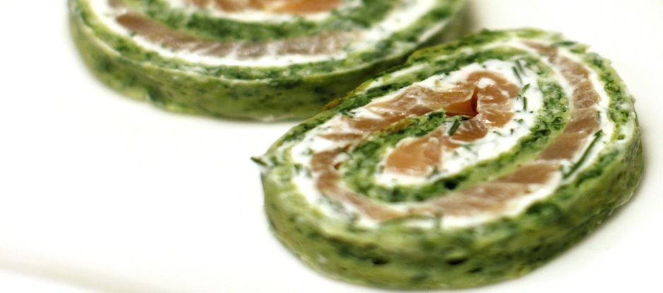 Rezept: Lachs-Spinat-Frischkäse-Rolle als Vorspeise oder für das Partybuffet