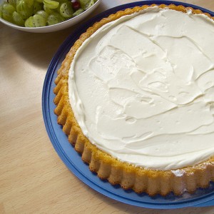 Obstkuchen mit Stachelbeeren und Marshmellows